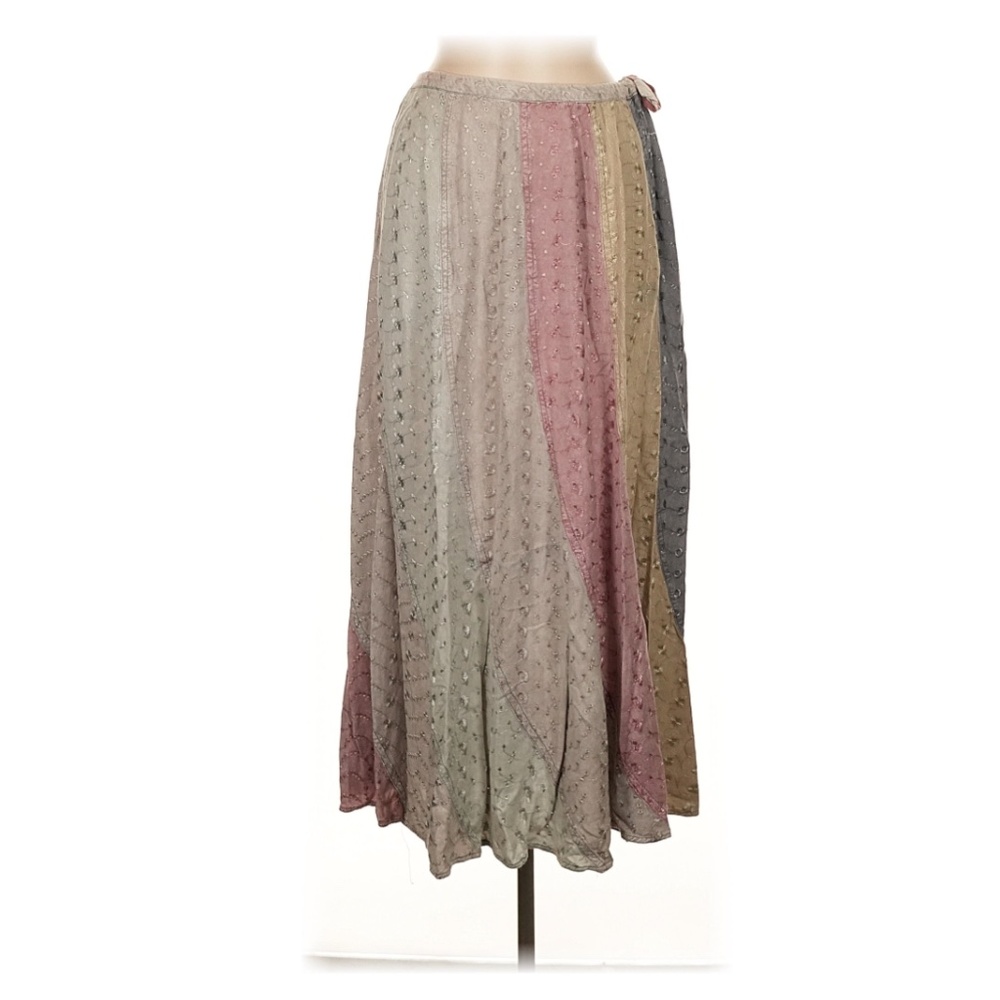 (14) Vintage Patchwork Swing Skirt High Waist Sunbleched